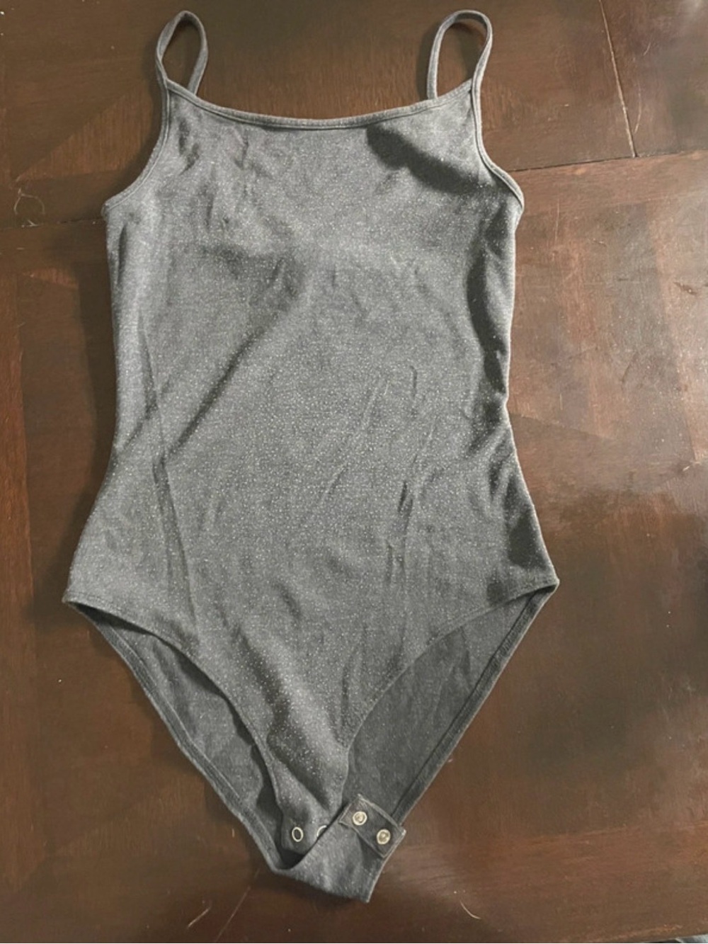 Forever 21 Girls Grey Sparkle Spaghetti-Strap Bodysuit